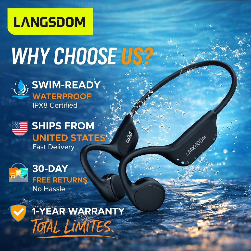 Casque Étanche IPX8 à Conduction Osseuse – Écouteurs Sport pour Natation avec Mémoire 32GB