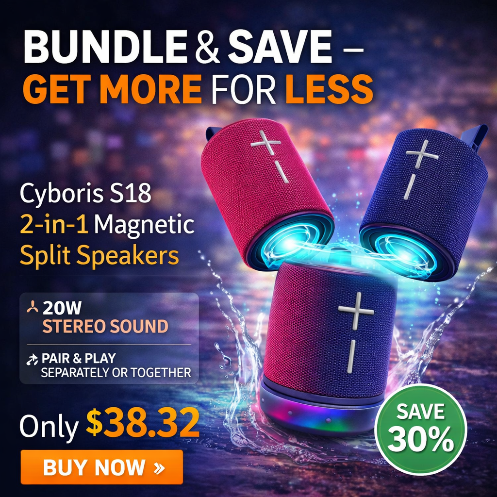 2-in-1 Magnetic Bluetooth Speaker – Powerful Stereo Sound & Portable Party Audio Anywhere