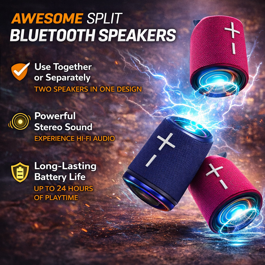 2-in-1 Magnetic Bluetooth Speaker – Powerful Stereo Sound & Portable Party Audio Anywhere