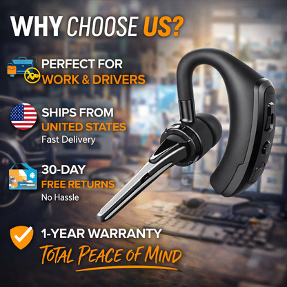 Bluetooth Hands-Free Earpiece – Wireless Business Headset with Noise Reduction & Long Battery