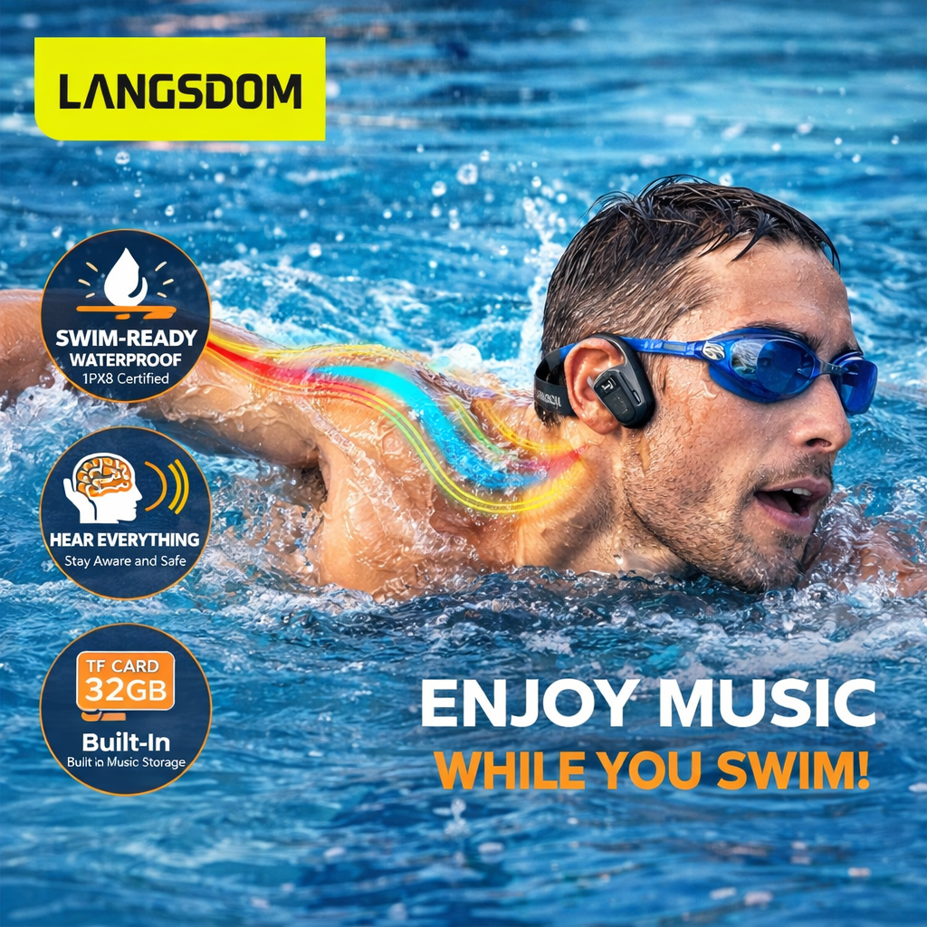 Casque Étanche IPX8 à Conduction Osseuse – Écouteurs Sport pour Natation avec Mémoire 32GB