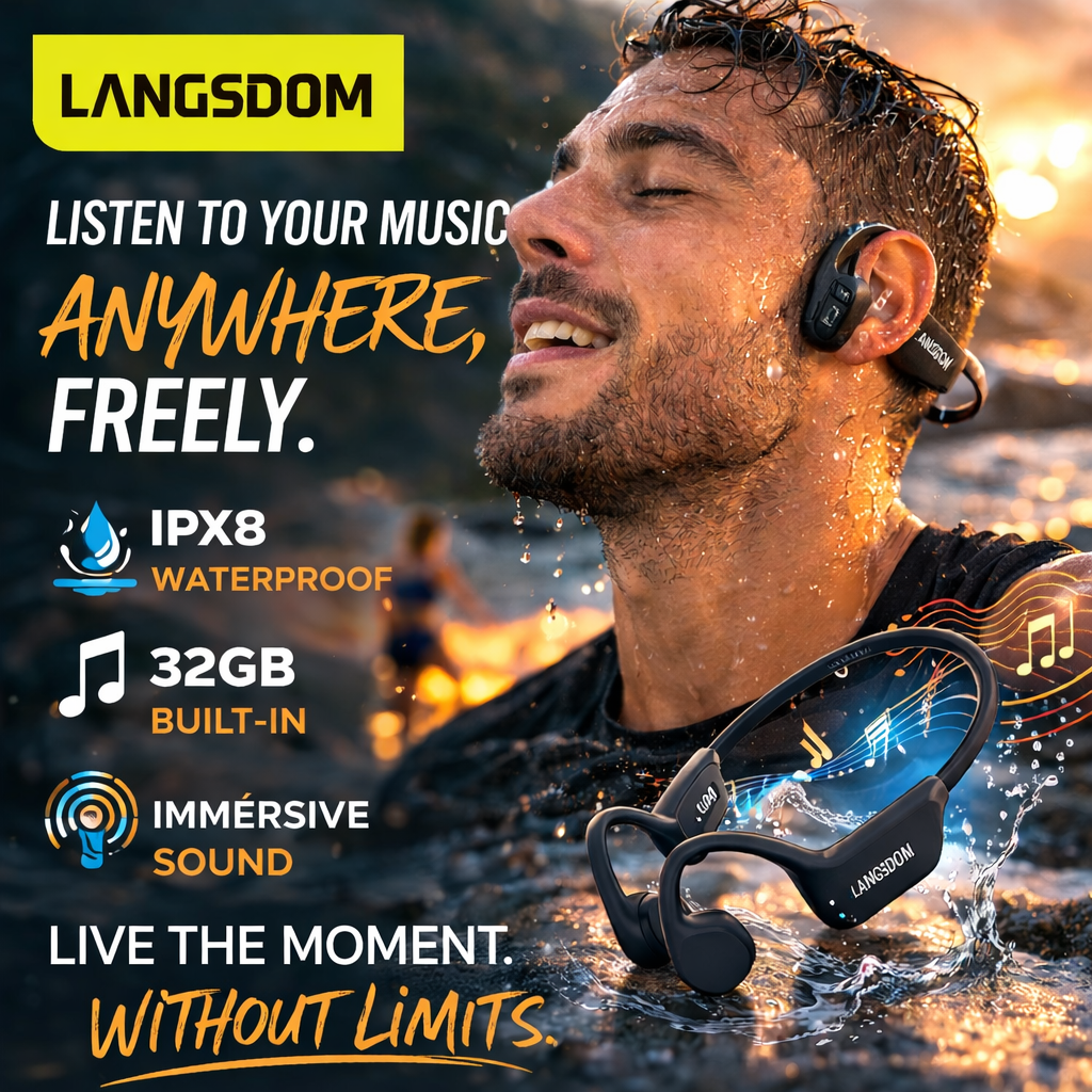 Casque Étanche IPX8 à Conduction Osseuse – Écouteurs Sport pour Natation avec Mémoire 32GB