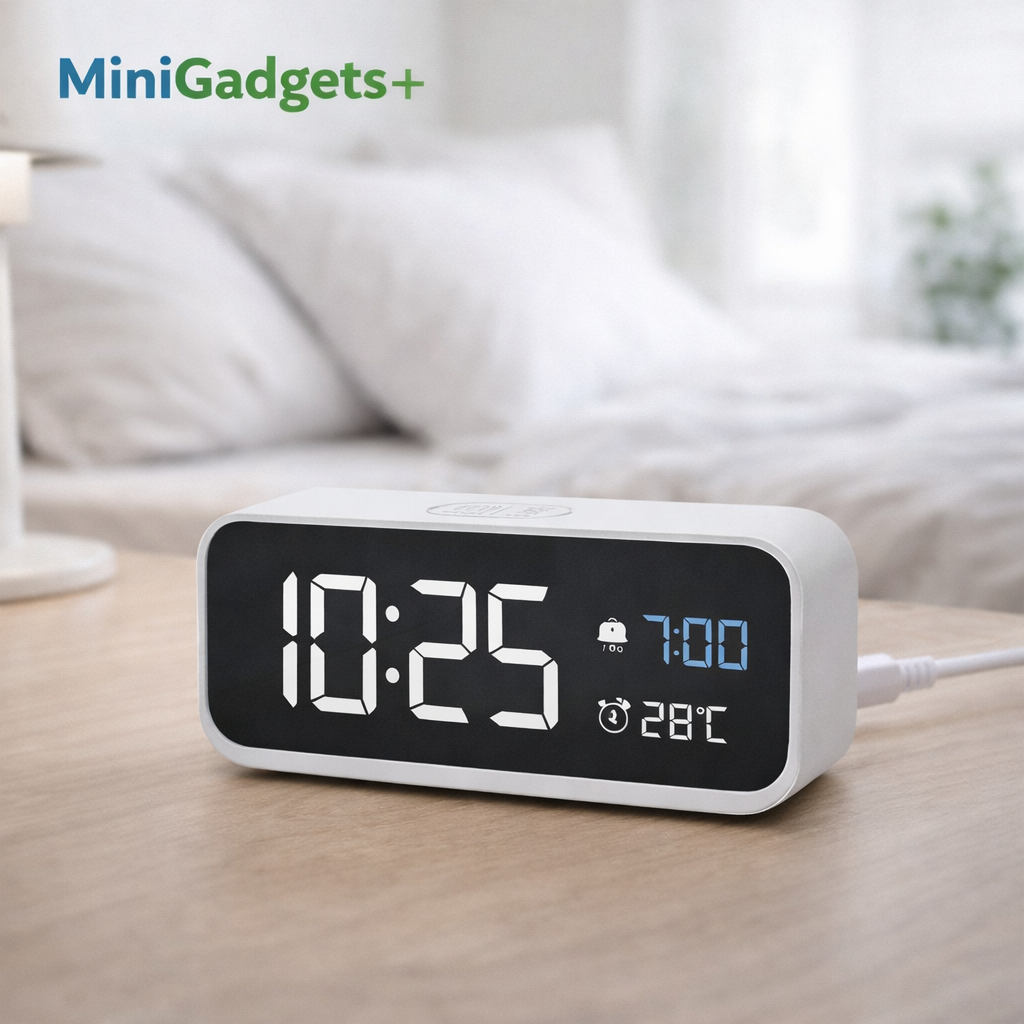 Réveil digital minimaliste – Le temps, sans distraction