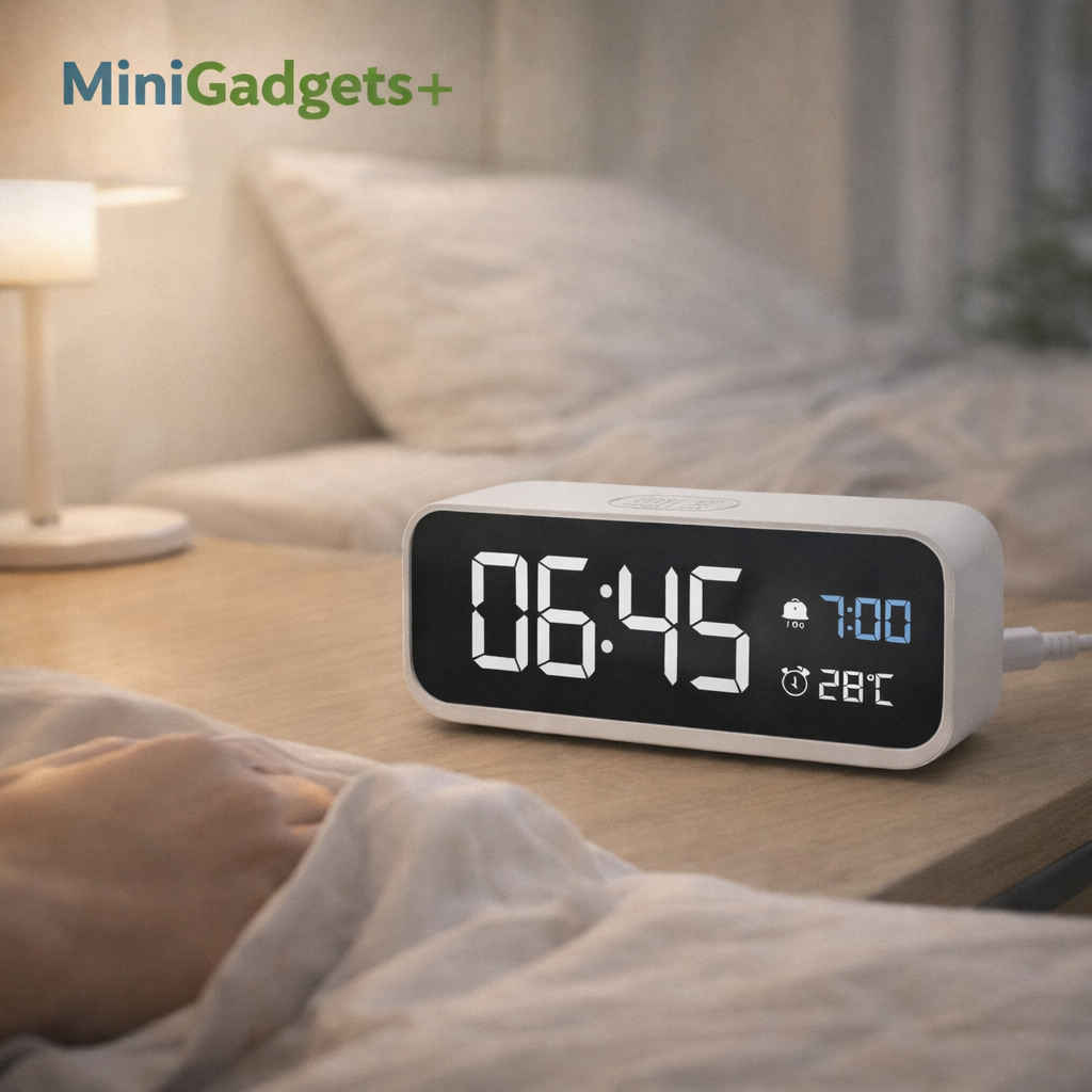 Réveil digital minimaliste – Le temps, sans distraction